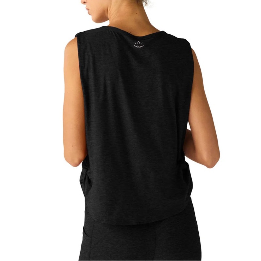 Beyond Yoga Featherweight Side Note Tank Top Darkest Night Gray M Twist UPF 20 - Picture 6 of 9